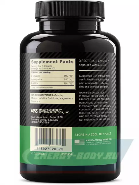 ВСАА Optimum Nutrition BCAA 1000 200 капсул