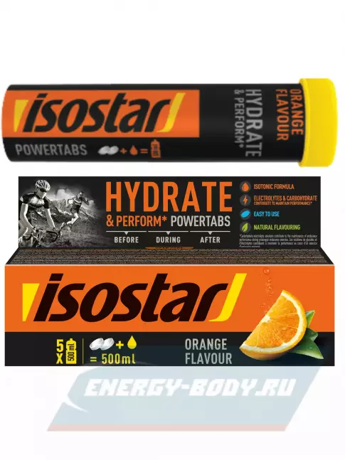 Isostar Изотонический напиток Powertabs 1 банка x 5 порций, Апельсин Isostar Изотонический напиток Powertabs 1 банка x 5 порций, Апельсин
