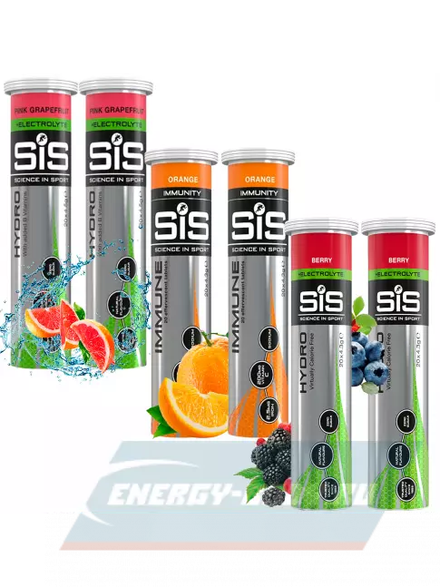  SCIENCE IN SPORT (SiS) GO Hydro Tablet 20s 6 x 20 таблеток, Розовый грейпфрут, Апельсин, Ягоды
