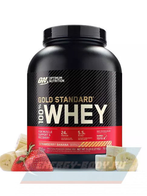  Optimum Nutrition 100% Whey Gold Standard 2270 г, Клубника-банан