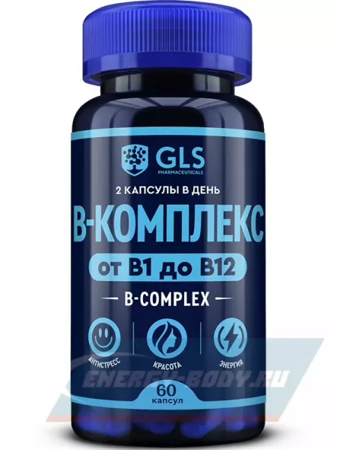  GLS pharmaceuticals B-комплекс от B1 до B12 60 капсул