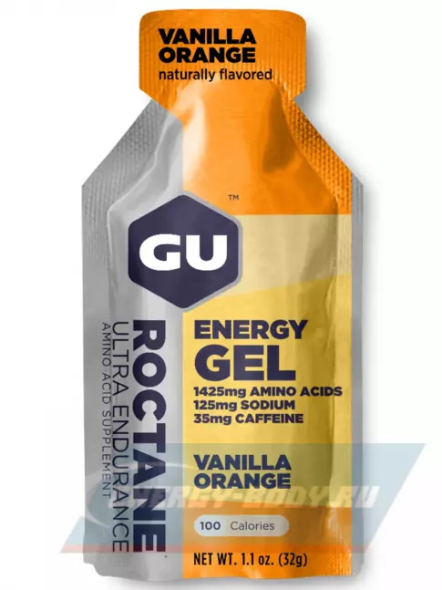 Энергетический гель GU ENERGY GU ROCTANE Energy Gel 35mg caffeine 24 x 32 г, Ваниль-Апельсин
