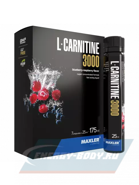 L-Карнитин MAXLER L-Carnitine 3000 7 x 25 мл, Черника - Малина