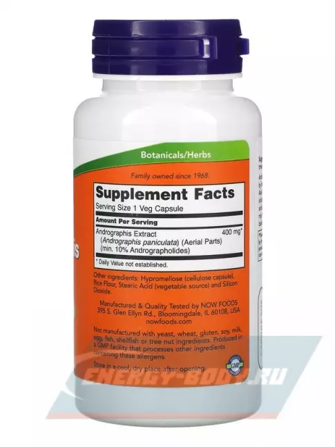  NOW FOODS Andrographis extract 400 mg 90 веган капсул