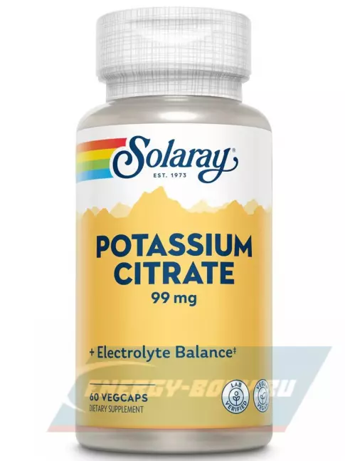 Минералы Solaray Potassium Citrate 99 mg 60 веган капсул