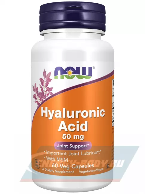 Суставы, связки NOW FOODS Hyaluronic Acid 50 mg with MSM 60 веган капсул