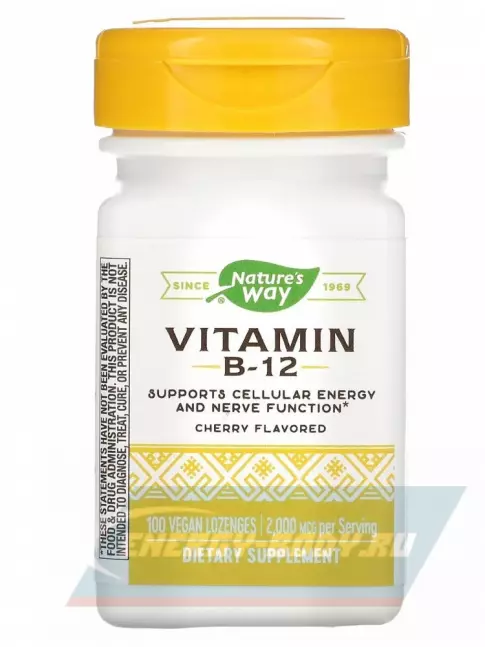  Nature's Way Vitamin B12 2000 mcg 100 веганских леденцов, Вишня