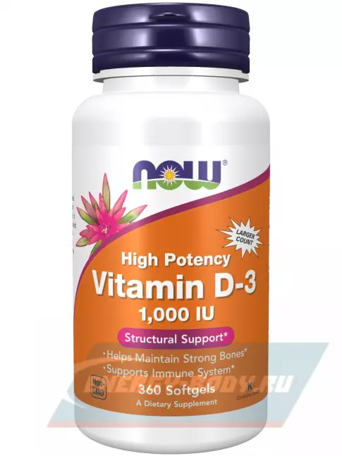  NOW FOODS Vitamin D3 1000 IU 360 гелевых капсул