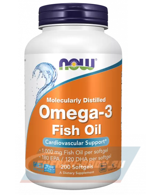Omega 3 NOW FOODS Omega-3 Fish Oil 1000 mg 200 гелевых капсул