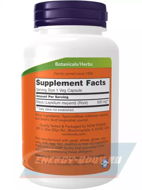  NOW FOODS Maca 500 mg 250 веган капсул
