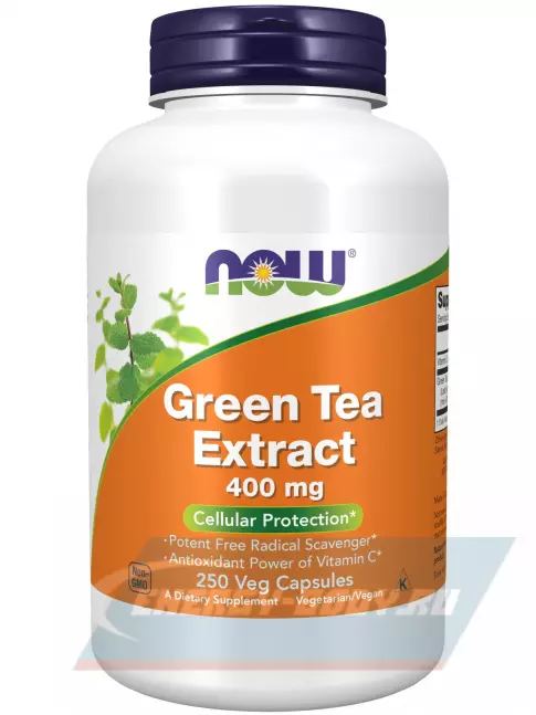  NOW FOODS Green Tea Extract 400 mg 250 веган капсул