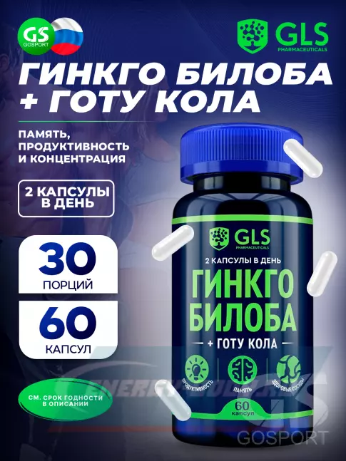  GLS pharmaceuticals Гинкго билоба + Готу кола 60 капсул