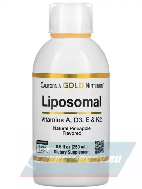  California Gold Nutrition Liposomal Vitamin A, D3, E & K2, Pineapple Flavor 250 мл, ананас