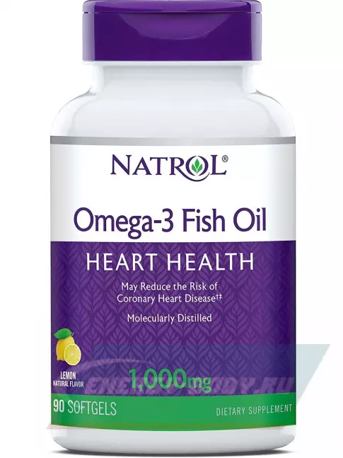 Omega 3 Natrol Omega-3 Fish Oil 1000mg 90 капсул, Лимон
