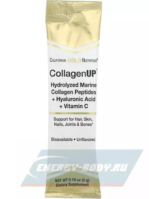 COLLAGEN California Gold Nutrition CollagenUP Marine Sourced Peptides + Hyaluronic Acid + Vitamin C 10 x 5.16 г, Нейтральный