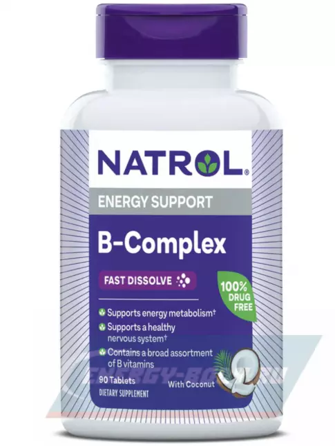  Natrol B-Complex Fast Dissolve 90 таблеток, Кокос