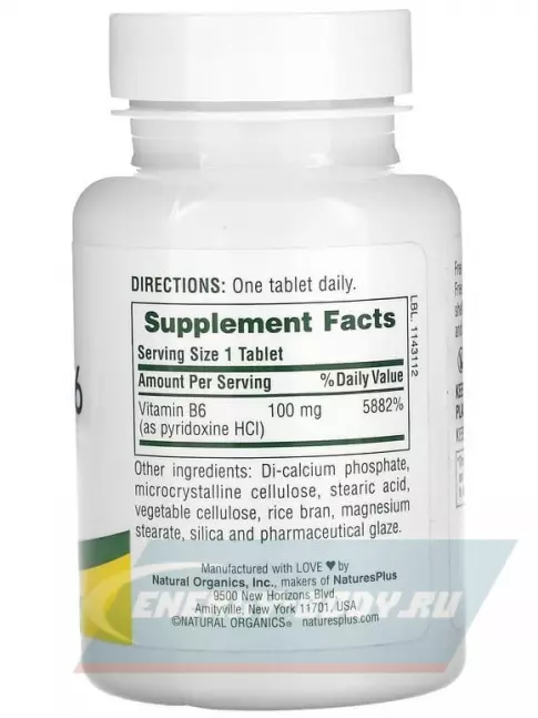  NaturesPlus Vitamin B-6 100 mg 90 таблеток