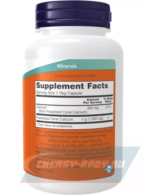  NOW FOODS Coral Calcium 1000 mg 100 веган капсул