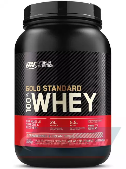  Optimum Nutrition 100% Whey Gold Standard 899 г, Клубничный крем