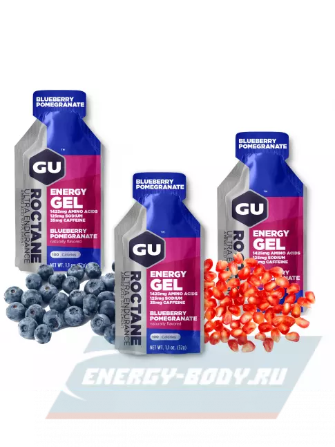 Энергетический гель GU ENERGY GU ROCTANE Energy Gel 35mg caffeine 3 x 32 г, Черника-Гранат