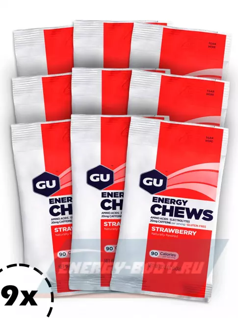 Восстановление GU Energy Labs Мармеладки GU Energy Chews 9 x 60 г, Клубника