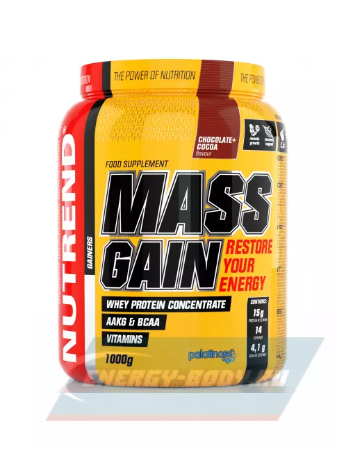 Гейнер NUTREND MASS GAIN 1000 г, Шоколад-Какао