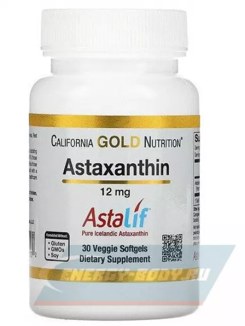  California Gold Nutrition Astaxanthin, Astaliff Pure Icelandic, 12 mg 30 веган капсул