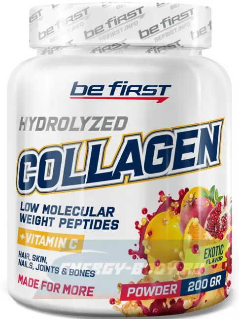 COLLAGEN Be First Collagen + vitamin C powder (коллаген с витамином С) 200 г, Экзотик