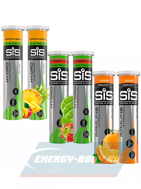  SCIENCE IN SPORT (SiS) GO Hydro Tablet 20s 6 x 20 таблеток, Ананас - Манго, Клубника - Лайм, Апельсин