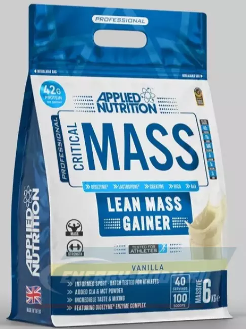 Гейнер APPLIED NUTRITION Critical Mass Professional 6000 г, Ваниль Гейнер APPLIED NUTRITION Critical Mass Professional 6000 г, Ваниль