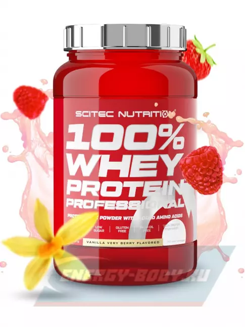 Scitec Nutrition 100% Whey Protein Professional 920 г, Ваниль - лесные ягоды Scitec Nutrition 100% Whey Protein Professional 920 г, Ваниль - лесные ягоды