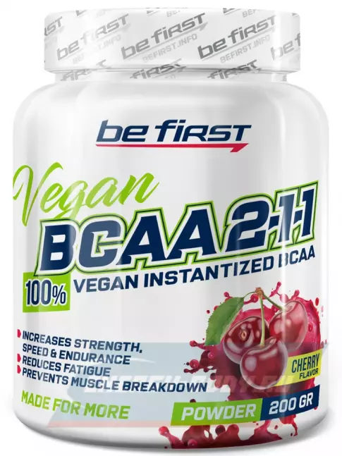 ВСАА Be First BCAA 2:1:1 Vegan powder 200 г, Вишня