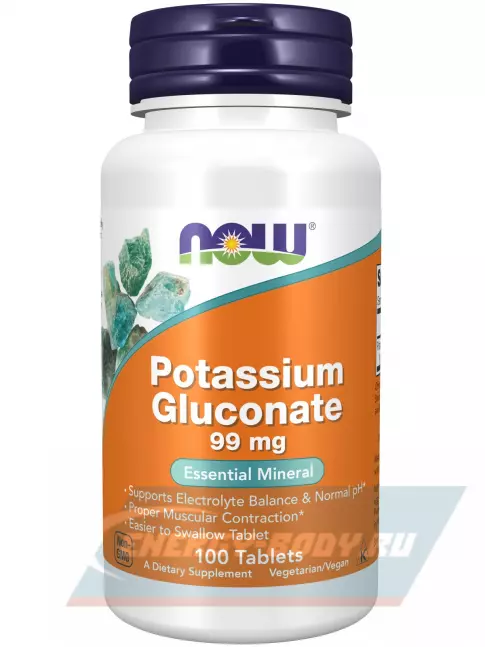 Минералы NOW FOODS Potassium Gluconate 99 mg 100 таблеток