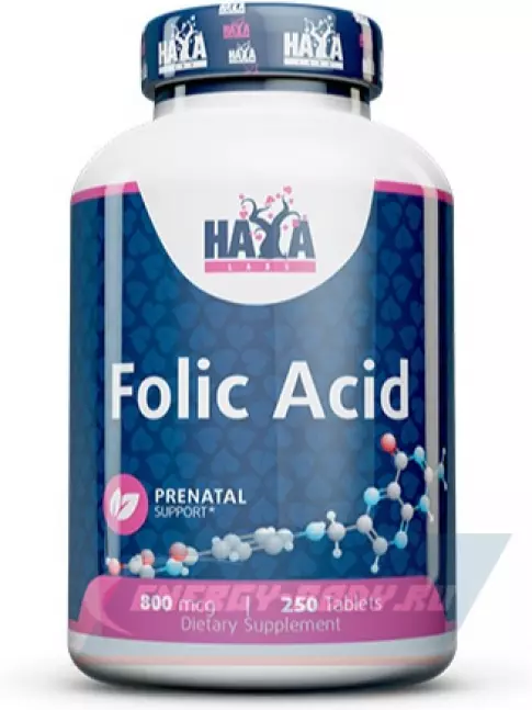Haya Labs Folic Acid 800 mg 250 таблеток Haya Labs Folic Acid 800 mg 250 таблеток