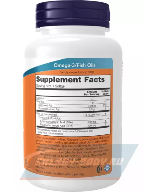 Omega 3 NOW FOODS Omega-3 Fish Oil 1000 mg 90 гелевых капсул