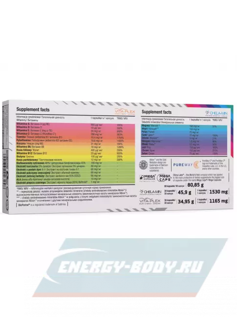  OLIMP VITA-MIN MULTIPLE SPORT MEGA CAPS 60 капсул, Нейтральный
