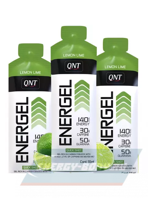 Энергетический гель QNT ENERGY GEL 30mg caffeine 3 x 55 мл, Лимон-Лайм