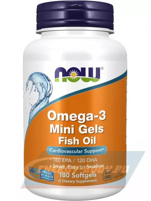 Omega 3 NOW FOODS Omega-3 Mini Gels Fish Oil 180 мягких капсул