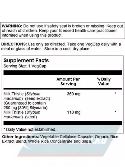  Solaray Milk Thistle One Daily 350 mg 30 вегетарианских капсул