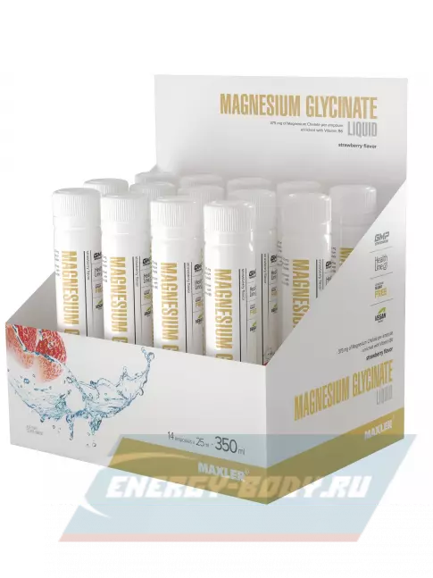  MAXLER Magnesium Glycinate Liquid 14 x 25 мл, Клубника