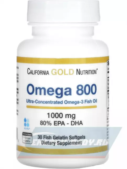 Omega 3 California Gold Nutrition Omega 800, 1000mg 80% Epa-DHA 30 капсул