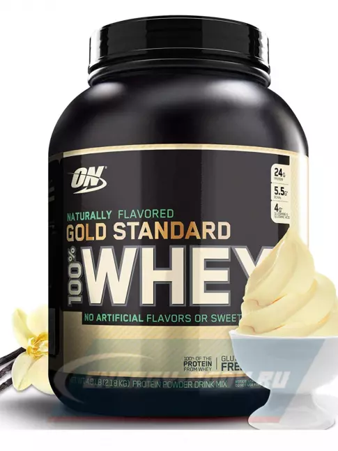 Optimum Nutrition Naturally Flavored Gold Standard 100% Whey 2270 г, Ванильное мороженное Optimum Nutrition Naturally Flavored Gold Standard 100% Whey 2270 г, Ванильное мороженное