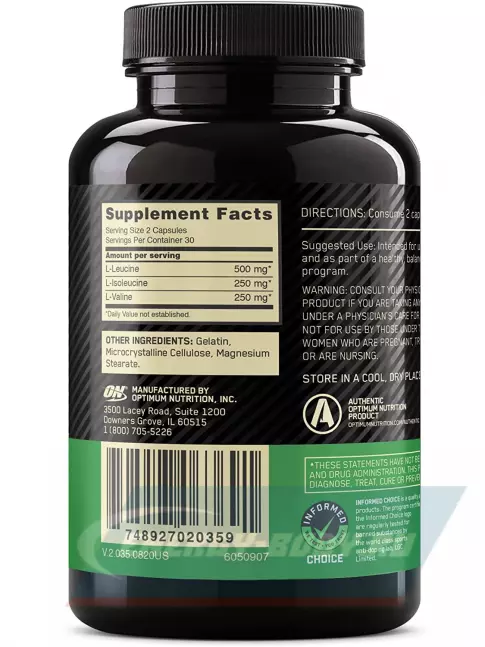 ВСАА Optimum Nutrition BCAA 1000 60 капсул