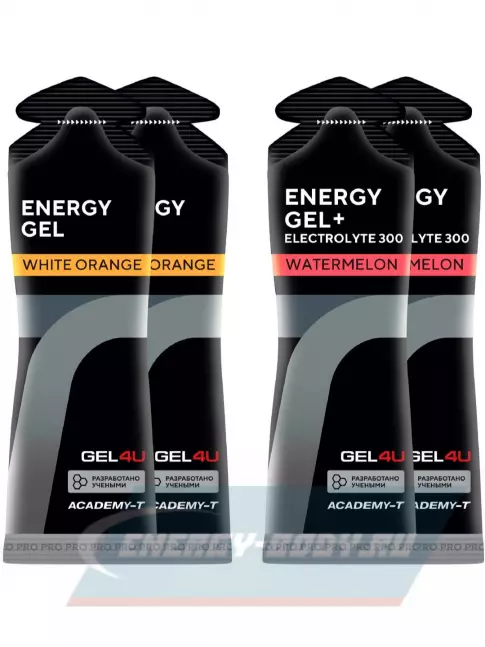 Энергетический гель GEL4U Energy Gel MIX 4 x 60 г, Апельсин, Арбуз