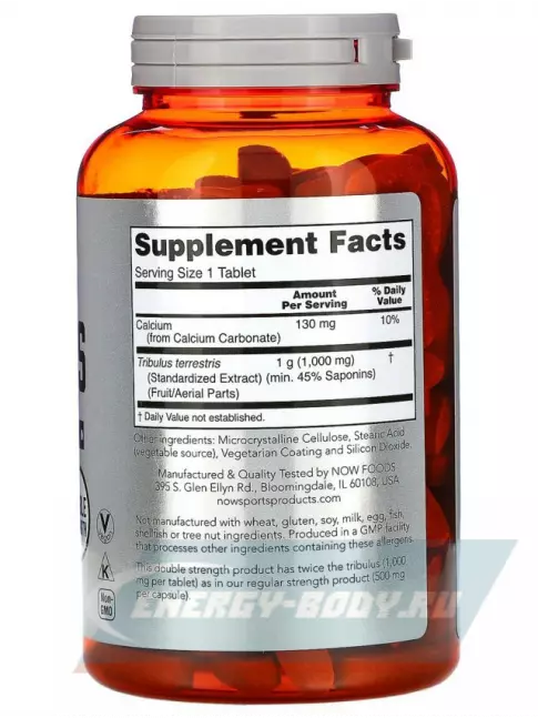  NOW FOODS Tribulus 1000 mg 180 таблеток