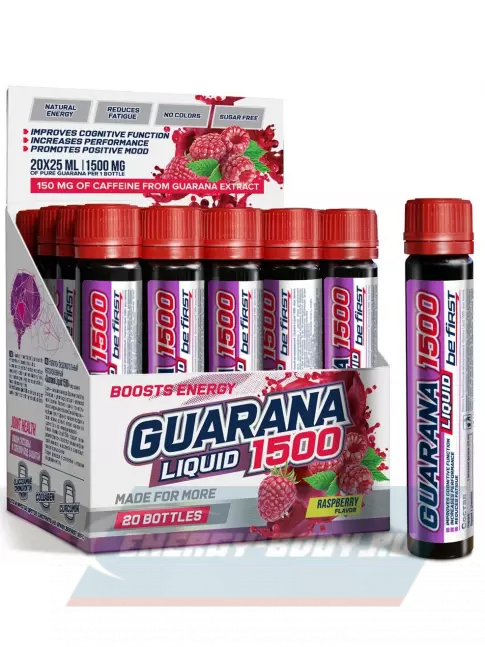 Энергетик Be First Guarana Liquid 1500 мг 20 х 25 мл, Малина