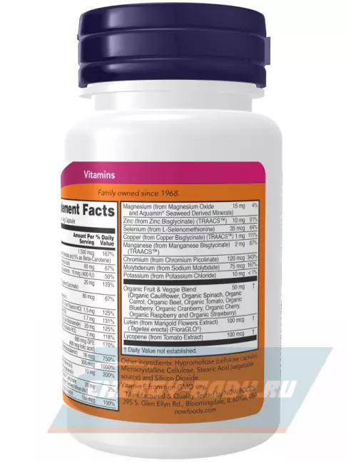  NOW FOODS Daily Vits Multi 30 веган капсул