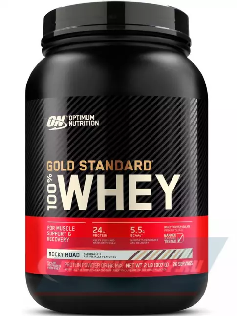  Optimum Nutrition 100% Whey Gold Standard 907 г + шейкер, Шоколадный Рокки Роуд