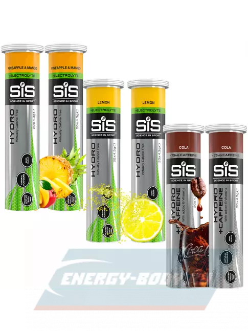  SCIENCE IN SPORT (SiS) GO Hydro Tablet 20s 6 x 20 таблеток, Ананас - Манго, Лимон, Кола