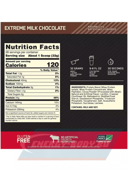  Optimum Nutrition 100% Whey Gold Standard 907 г, Молочный шоколад